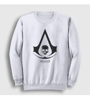 Presmono Unisex Beyaz Skull Assassin's Creed Sweatshirt 24463tt