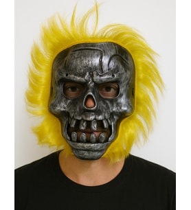 Wild Skull - Metal Kafatası Sarı Saçlı İskelet Maske