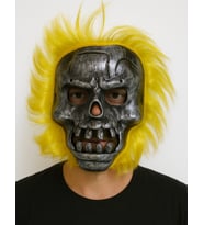 Wild Skull - Metal Kafatası Sarı Saçlı İskelet Maske