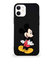 Apple iPhone 12 Mini Soft Premier Kapak Mickey Mouse-D Tasarımlı Silikon Kılıf - Siyah (Şeffaf)