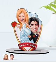 BK Gift Kişiye Özel İsimli Evleniyoruz Karikatürlü Ahşap Biblo Model-2