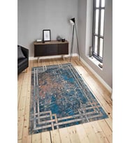 Dijital Baskılı Yıkanabilir Kaymaz Modern Renkli Salon Halısı Mutfak Halısı Yolluk ND-HY-1271 (Mavi)
