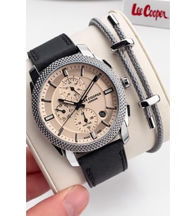 Lee Cooper Deri Kordon İç Fonksiyonları Aktif 5 Atm Suya Dayanıklı Erkek Kol Saati ELC.08331.331 (Siyah)