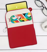 BK Gift Modern Soyut Tasarımlı Taşınabilir Koruyucu Tablet Kılıfı & Organizer Çanta - Kırmızı-2