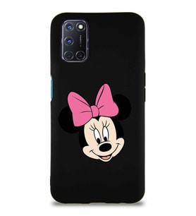 Oppo A92 Soft Premier Kapak Minnie Mouse-C Tasarımlı Silikon Kılıf - Siyah (Şeffaf)
