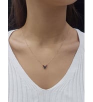 Kelebek Lazer Mineli Minimal Kolye (Karışık)