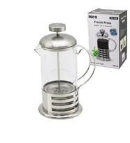 Lunaev French Press Metal Kafes - Metal Kapak 600 ml Cam Bitki Süzgeçi