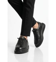 Voyager Siyah Hakiki Deri Erkek Sneaker Memory Taban Premium Casual Ayakkabı M704-1 M