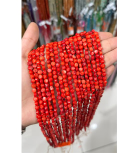 Mercan Doğal Taş Parlak Kırmızı Yassı Daire 4x6mm Dizi