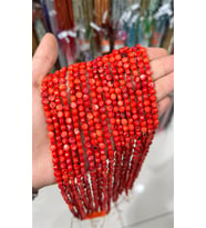 Mercan Doğal Taş Parlak Kırmızı Yassı Daire 4x6mm Dizi