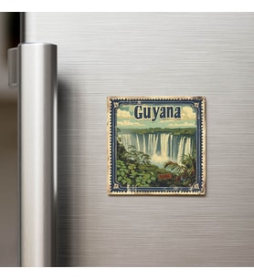 Guyana Guyana - Posta Pulu Temalı Ülke - Baskılı Buzdolap Magneti Kare - 9x9 cm