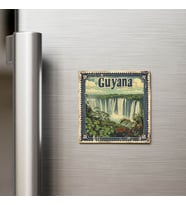 Guyana Guyana - Posta Pulu Temalı Ülke - Baskılı Buzdolap Magneti Kare - 9x9 cm