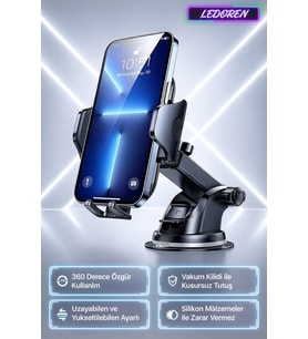 Att-39 Lux Uyumlu Otomatik Klipsli Araba Telefon Tutacağı Vakumlu Yüksek Kalite Telefon Tutucu