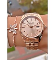 Ferrucci MRD11828 Rose Gold Renk Çelik Kordon Kadın Kol Saati Bileklik Hediyeli