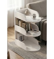 Yan Sehpa Modern 3 Katlı Kitaplıklı Çok Amaçlı Dekoratif Sehpa Minimal Tasarım 6103 Traverten