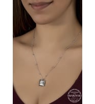 Union Swarovski Crystal Kadın Black Dıamond Zirconia Gümüş Kolye