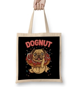 Dognut Cute & Funny Dog Donut Pun Bez Çanta Uzun Saplı