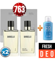 Bargello 763x2(2 adet) Erkek Parfüm Fresh 50 ml EDP + Fresh Erkek Deodorant 150 ml