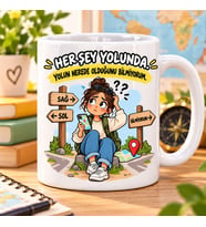 Her Şey Yolunda Yolun Nerede Olduğunu Bilmiyorum Esprili Seyahat Baskılı Kupa