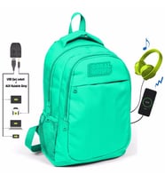 Coral High Su Yeşili İlk ve Ortaokul Sırt Çantası - USB ve AUX Çıkışlı - Kız ve Erkek