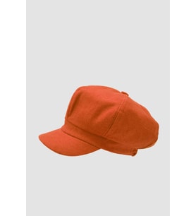 Kadın Yünlü Vintage Kasket Retro Kışlık Şapka (Turuncu)
