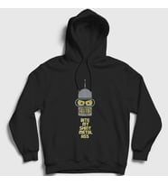 Presmono Unisex Siyah Bite Robot Bender Futurama Kapüşonlu Sweatshirt 306208tt