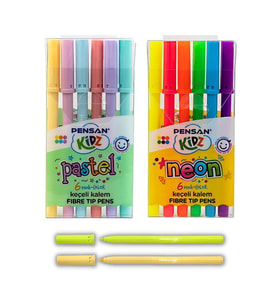 Keçeli Kalem 12 Lı Pastel Ve Neon Renkler Pensan Pastel ve Neon Keçeli Kalem 1 Paket (Karışık)