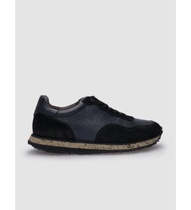 %100 Hakiki Deri Siyah Süet - Füme Bağcıklı Erkek Sneaker