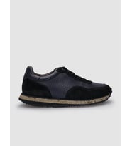 %100 Hakiki Deri Siyah Süet - Füme Bağcıklı Erkek Sneaker
