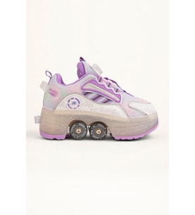Mor 4 Tekerlekli -Teker Işıklı -İçe Kapanmalı Tekerlekli Paten Spor Ayakkabı - Tekerlekli Sneakers Seferi