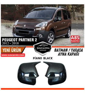 Peugeot Partner Tepee 2012-2018 Uyumlu Batman Yarasa Ayna Kapağı Piano Black ABS Plastik Sağ Sol