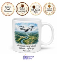 Drone Uçuranlara Özel Kuş Bakışı Gökyüzü Kamera Gimbal Temalı Hediye Kupa Bardak