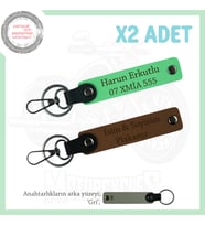 Motorcu Dostlara Uyun, İsim Ve Plaka Yazılı Özel Hediye, x2' li Anahtarlık Takım, Kahve-F Yeşil-Gr