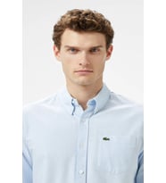Lacoste Men's Regular Fit Button-Down Collar Organic Cotton Shirt Blue Erkek Düğmeli Yaka Organik Pamuk Gömlek Mavi