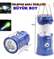 Büyük Boy Kamp Lambası Güneş Enerjili Kamp Çadır Feneri Led Solar Şarjlı Usb Girişli Lamba