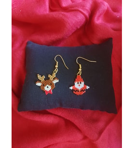 Miyuki Boncuk El Yapımı Minik Noel Baba Ve Geyik Küpe Yılbaşı Christmas Noel