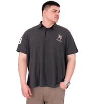 Mode XL Büyük Beden Erkek T-Shirt Polo Yaka Nakış Detaylı U25311 Antrasit