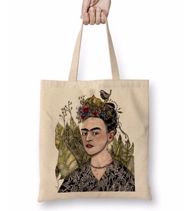 Frida Kahlo 03 Bez Çanta Uzun Saplı