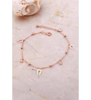 Nal Sallantılı Taşlı Rose Gümüş Toplu Bileklik 3658