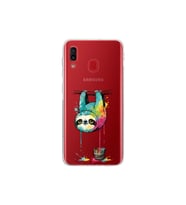 Samsung Galaxy A20 ile Uyumlu Splash Tembel Hayvan Tasarımlı Şeffaf Silikon Kılıf