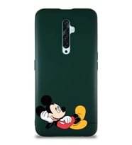 Oppo Reno 2Z Soft Premier Kapak Mickey Mouse-F Tasarımlı Silikon Kılıf - Yeşil (Şeffaf)