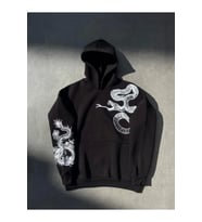 Uzun Kol Kapşonlu Baskılı SweatShirt - Siyah