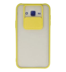 Newface Samsung Galaxy J7 Kılıf Palm Buzlu Kamera Sürgülü Silikon - Sarı