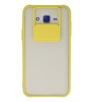 Newface Samsung Galaxy J7 Kılıf Palm Buzlu Kamera Sürgülü Silikon - Sarı