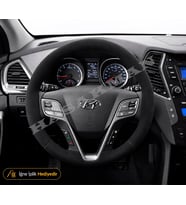 Hyundai Santa Fe 3 Dikme Direksiyon Kılıfı Alcantara Süet Monza Black DM 2012-2018