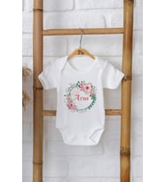 Pia Baby Premium %100 Pamuk İsme Özel Organik Baskılı Çıtçıtlı Bebek Body Zıbın Modelleri 5013-16 (Ekru)