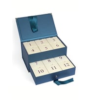 Metalik Lacivert Advent Calender Kurdeleli Çekmeceli (  Boş Hediye Kutusu )