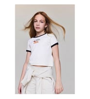 Defacto Slım Fıt Baskılı Fitilli Kaşkorse Ekru Kız Çocuk T-Shirt D8542A8/ER98