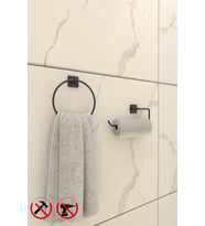 Jasmin Yapışkanlı Siyah Kare 2'li Banyo Seti Tuvalet Kağıtlığı, Solo Havluluk