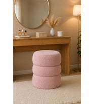 Welsoft Kumaş Dekoratif Puf Tabure, 42x36 cm, 200 Kg Pembe